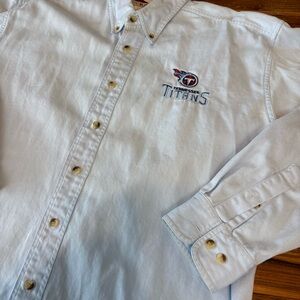 Vintage Women’s Tennessee Titans Denim Button Up Long Sleeve Shirt Pro Elite XL